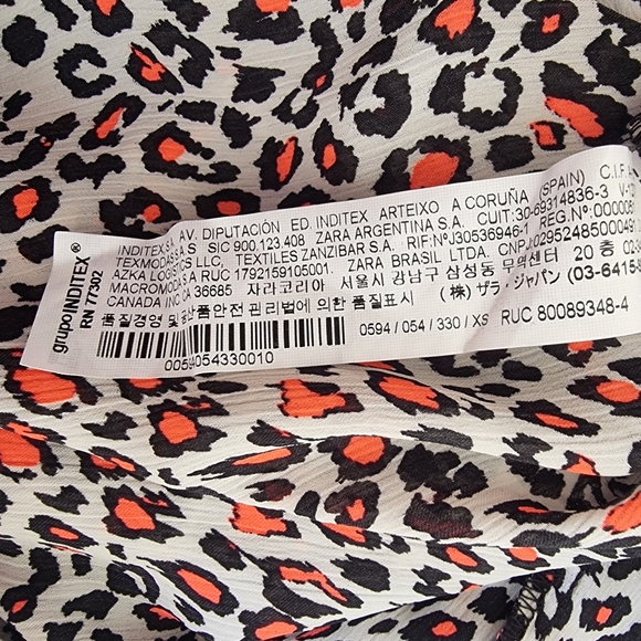 Zara Midi Animal Leopard Print Slip Skirt Grey Pink Boho Chiffon Size XS - Picture 7 of 7